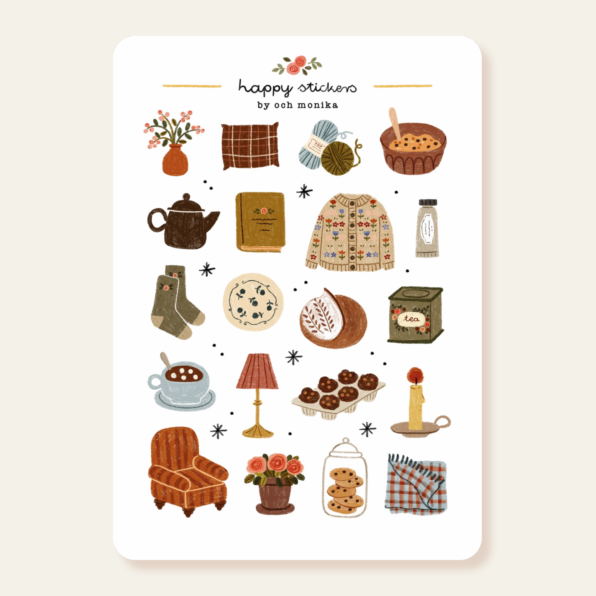 Cozy Home - Sticker Sheet | Hygge Decor Stationery