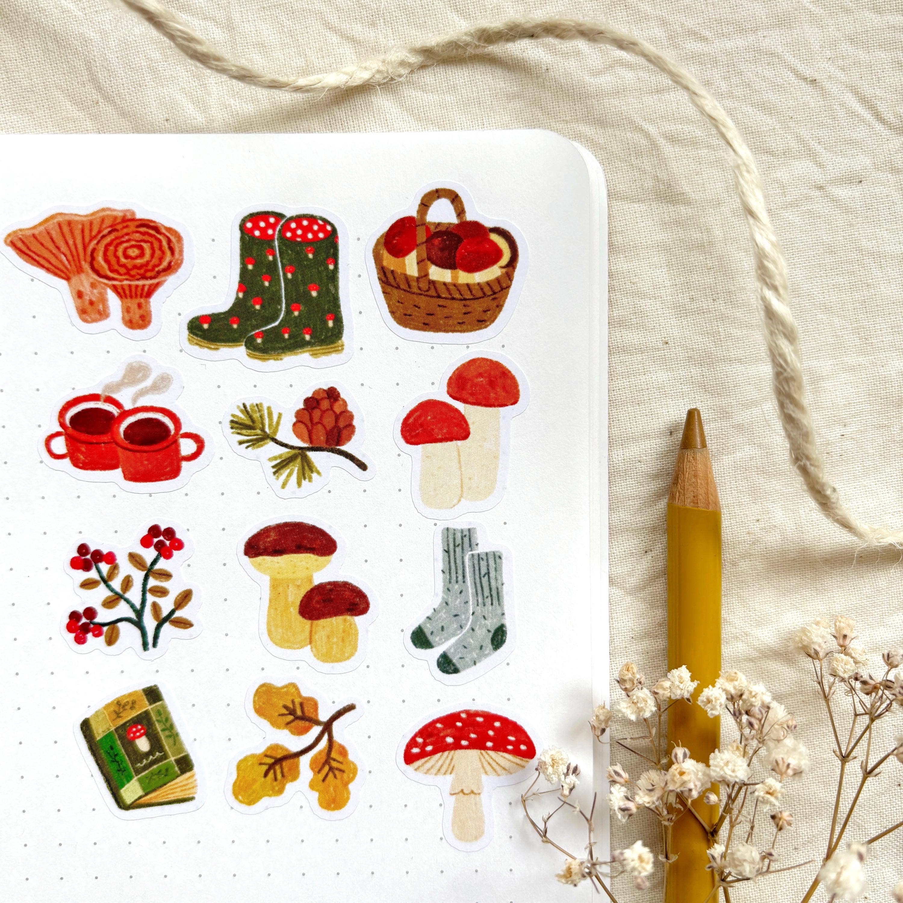 Mushroom Picking - Sticker Sheet | Cottagecore Decor