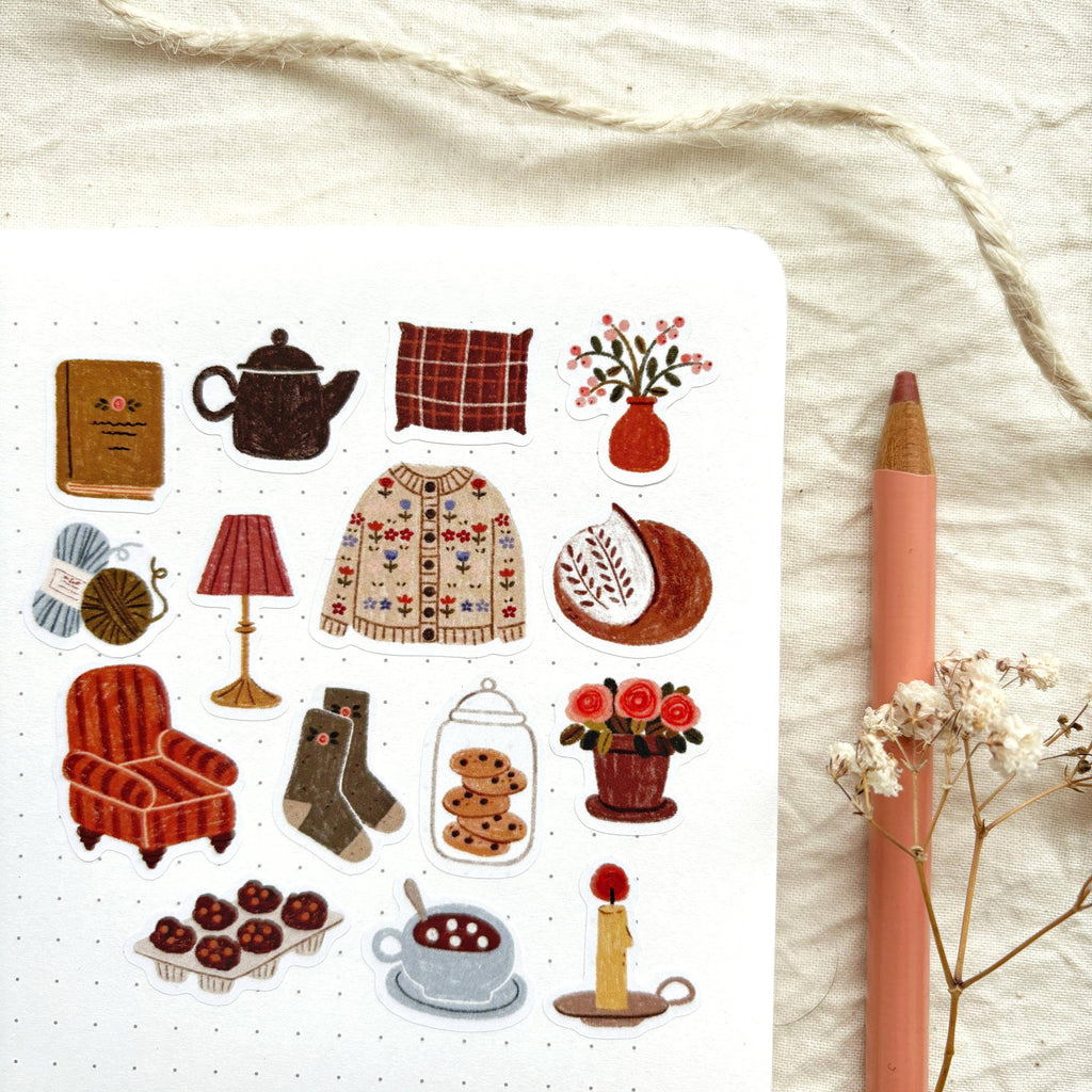 Cozy Home - Sticker Sheet | Hygge Decor Stationery