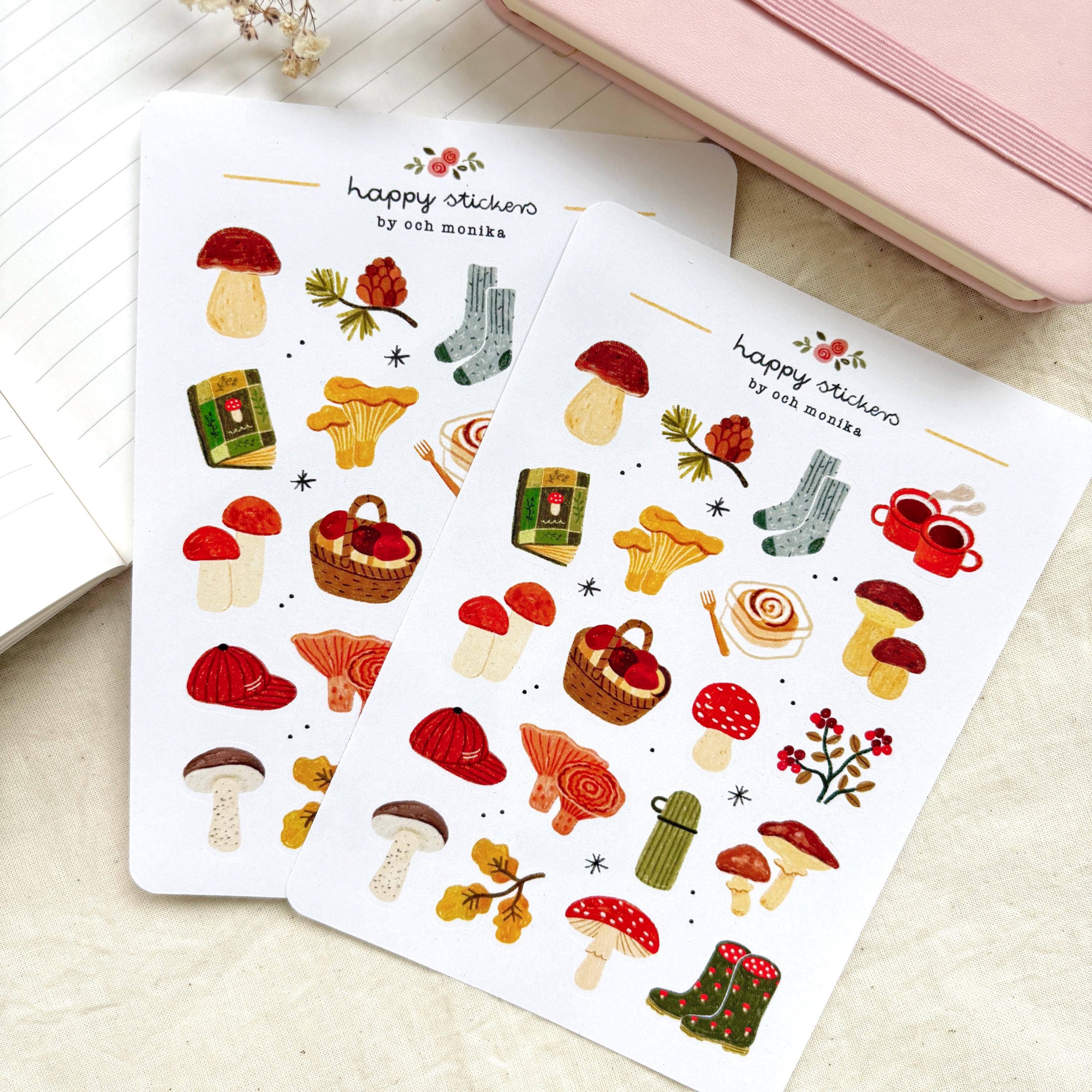 Mushroom Picking - Sticker Sheet | Cottagecore Decor