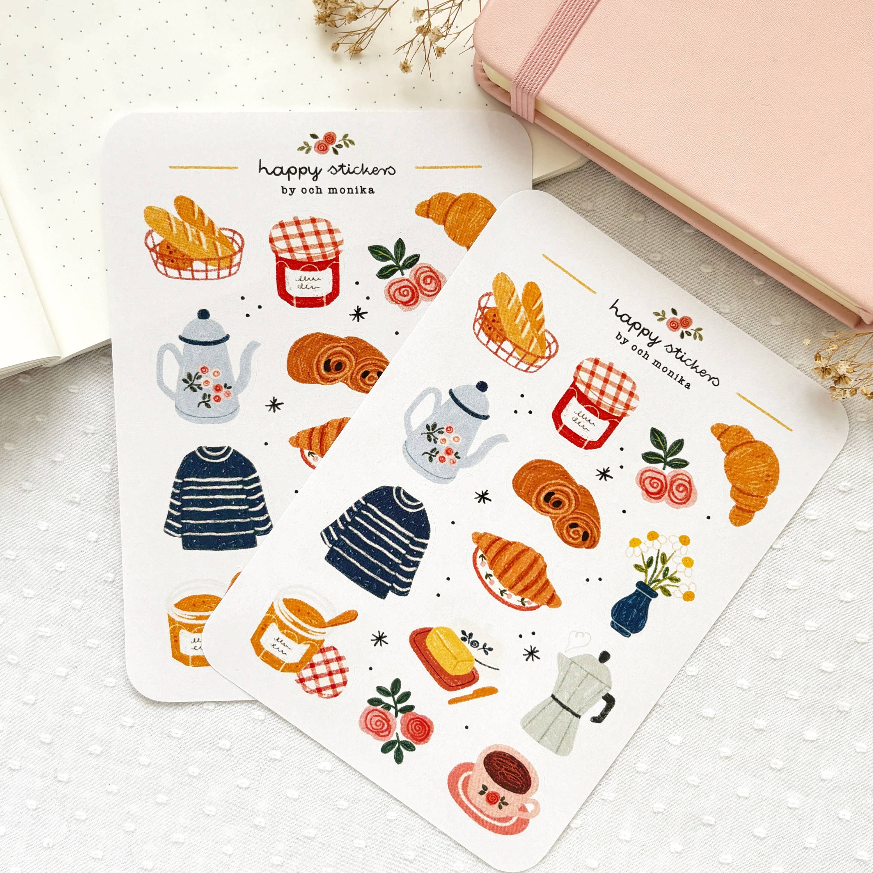 French Breakfast - Sticker Sheet | Bakery Boutique Decor