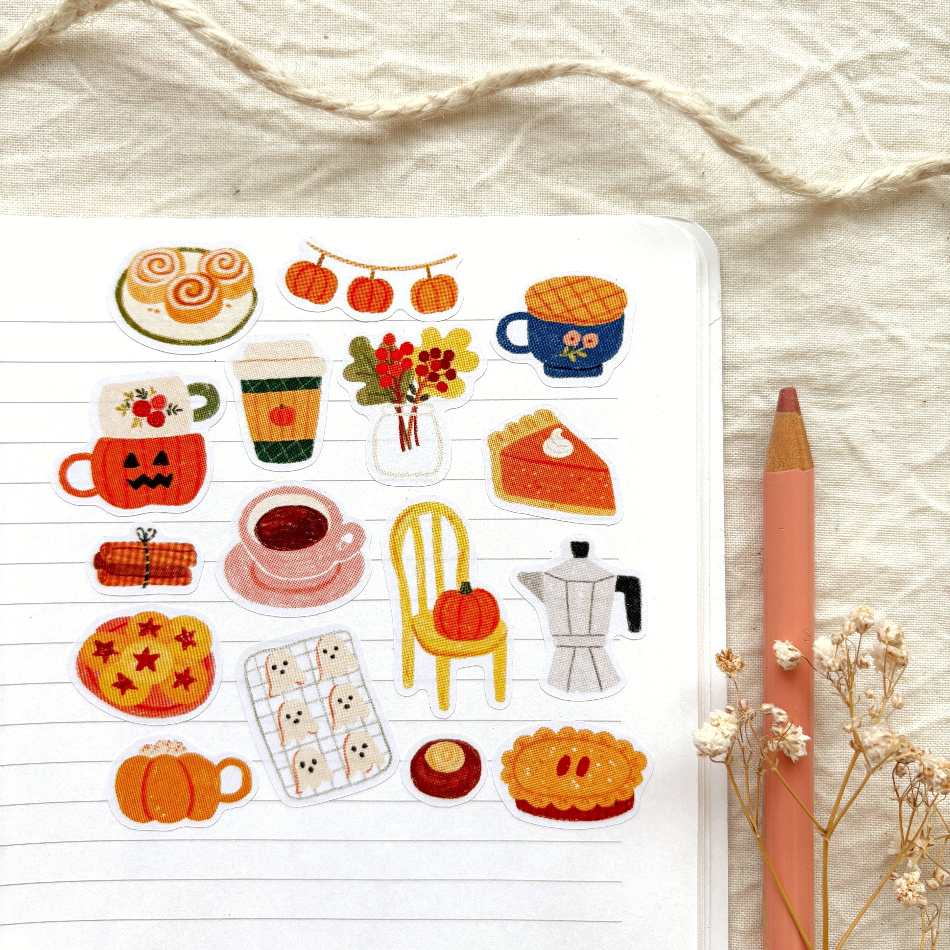 Fall Café - Sticker Sheet | Autumn Coffee Shop Gift