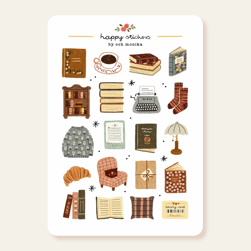 Bookish Corner - Sticker Sheet | Cozy Bookworm Gift