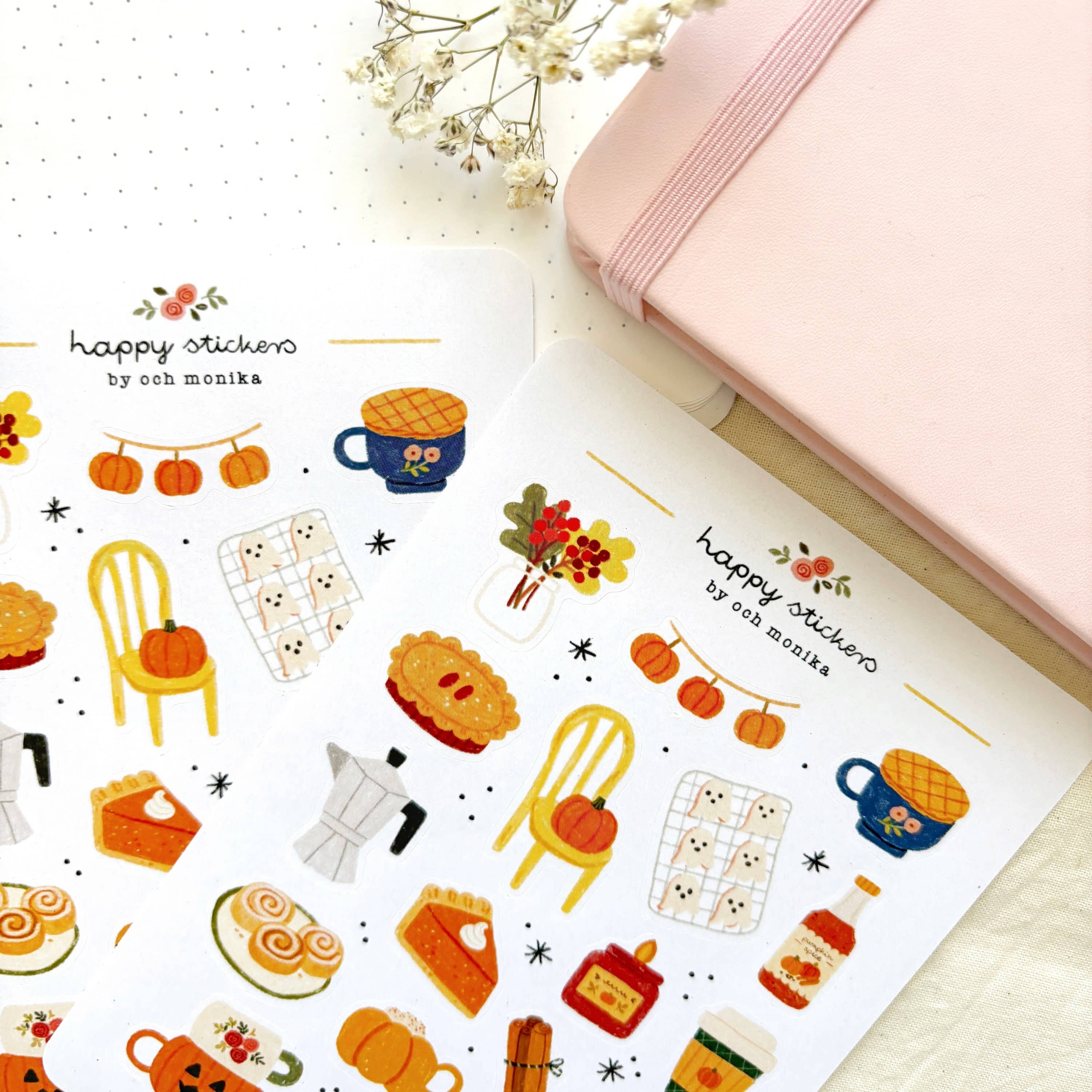 Fall Café - Sticker Sheet | Autumn Coffee Shop Gift