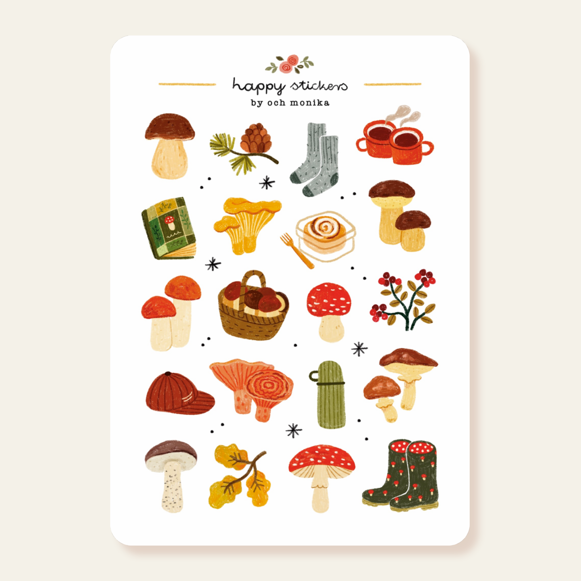 Mushroom Picking - Sticker Sheet | Cottagecore Decor