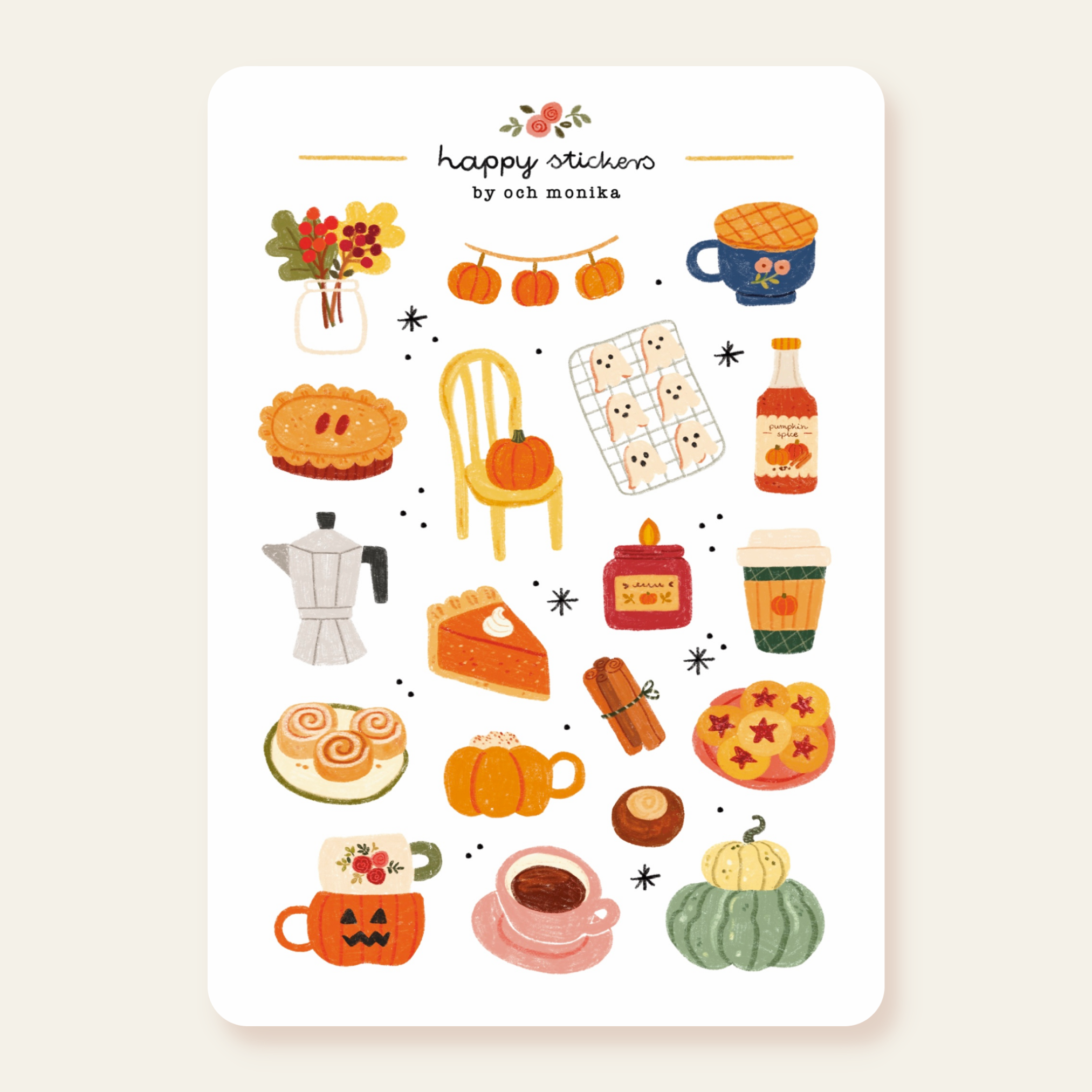 Fall Café - Sticker Sheet | Autumn Coffee Shop Gift