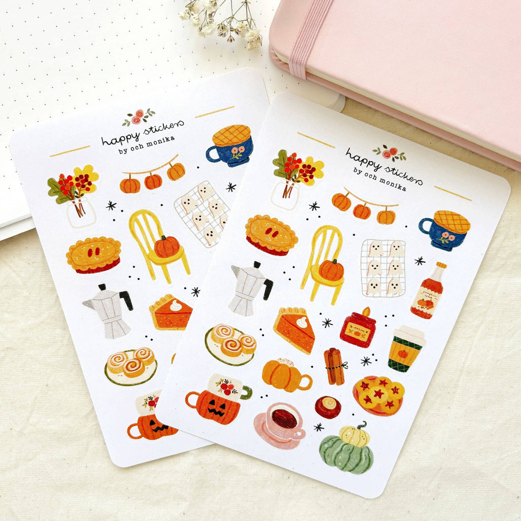 Fall Café - Sticker Sheet | Autumn Coffee Shop Gift