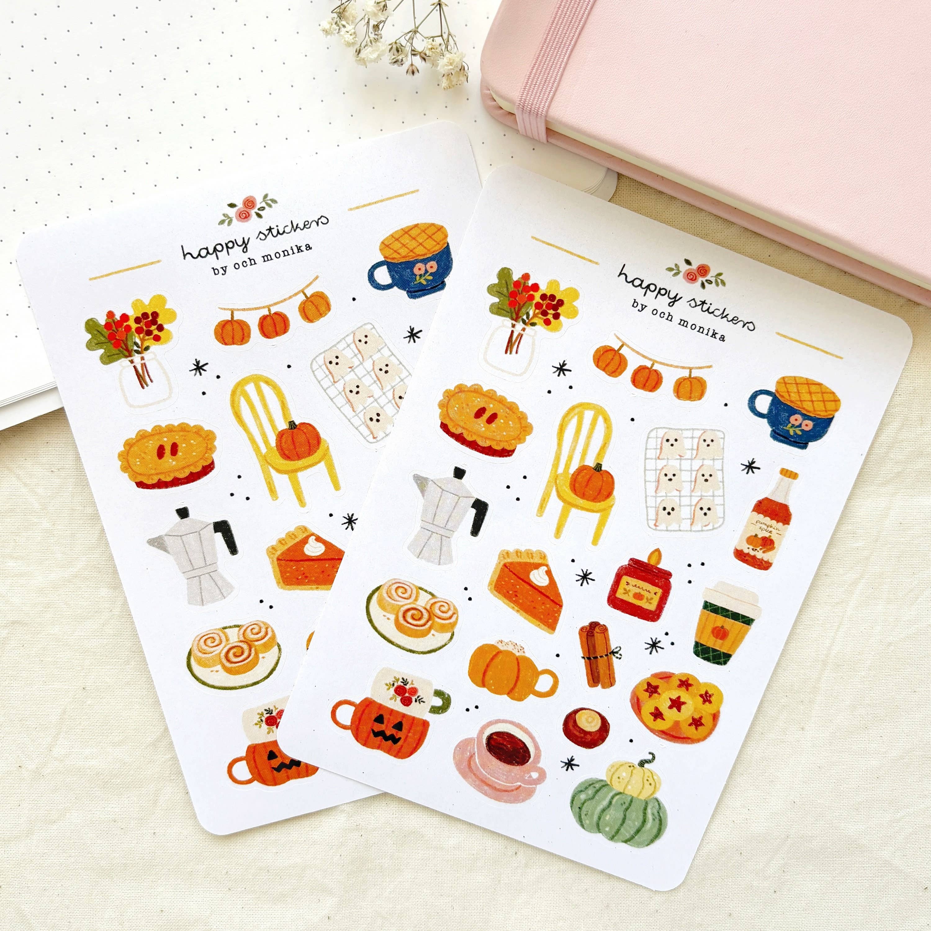 Fall Café - Sticker Sheet | Autumn Coffee Shop Gift