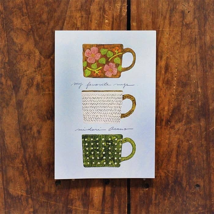 Cozyca Midori Asano Postcard Writing Pad: My Favourite Mugs