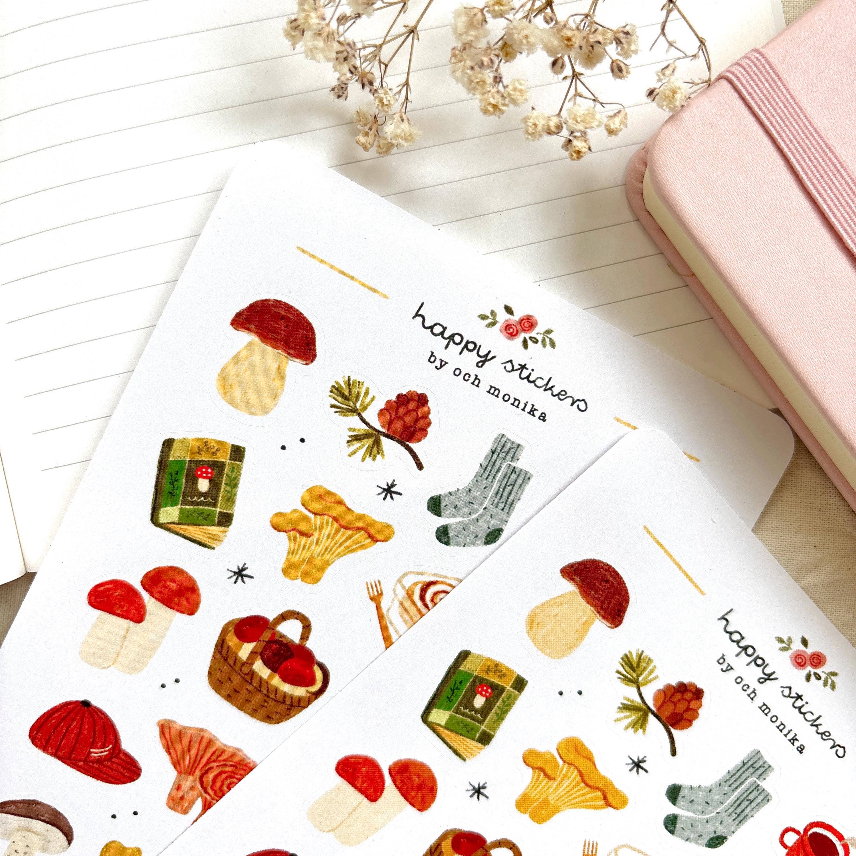 Mushroom Picking - Sticker Sheet | Cottagecore Decor